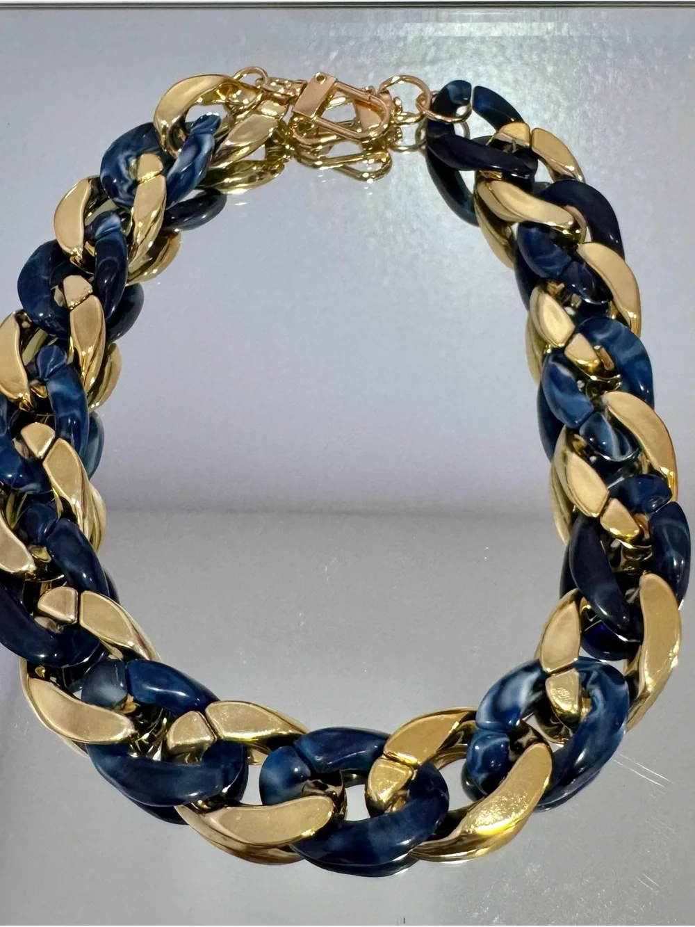 New Acrylic Gold and Navy Bag Chain 18 inches